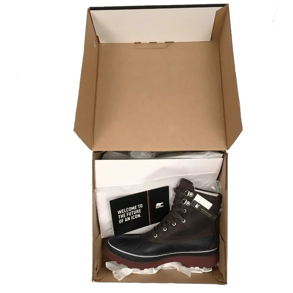 NEW Sorel Caribou Storm WP Boots! 14 Blackened Brown Waterproof Leather